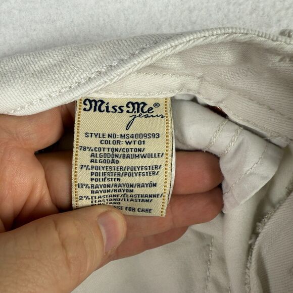 Miss Me Jeans Mid Rise Skinny White Flap Pickets Women’s Size 26 27x29 - Picture 10 of 13